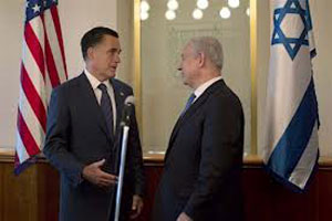 Mitt Romney busca apoyo electoral en la entidad sionista