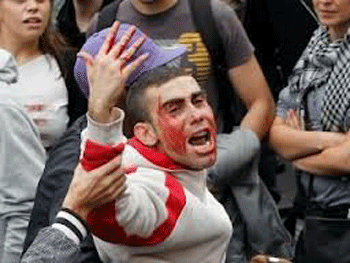 Choques entre manifestantes y policías en el centro de Madrid