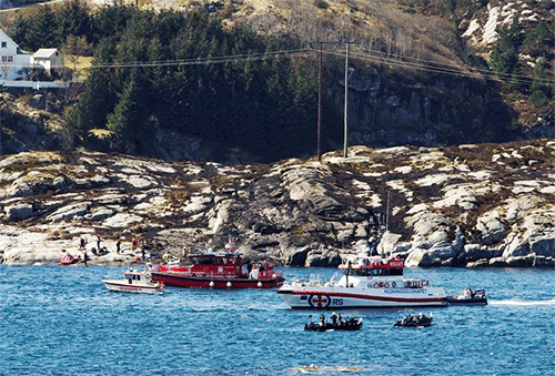 Un helicóptero con 13 pasajeros se estrella en Noruega