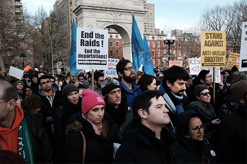 Manifestación en Nueva York contra la deportación de inmigrantes