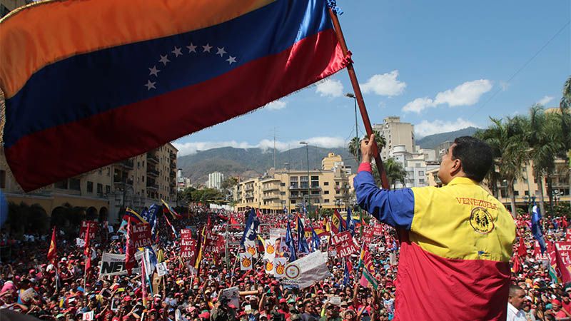 Gran marcha antiimperialista y por la soberan&iacute;a de Venezuela, en la capital Caracas