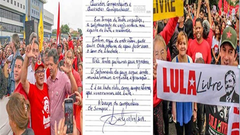 Lula da Silva agradece la movilizaci&oacute;n popular en el mundo para pedir su libertad
