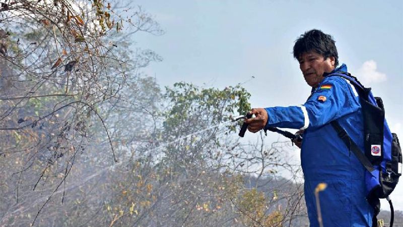 Bolivia: Evo Morales colabora en la extinci&oacute;n de los incendios en la Amazonia