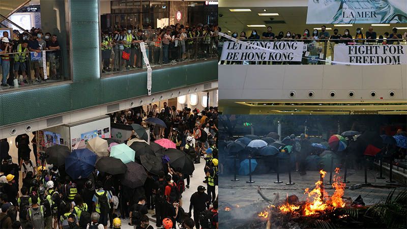 Manifestantes toman centros comerciales y estaciones de metro en Hong Kong
