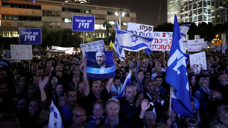 Manifestaci&oacute;n en Tel Aviv para apoyar a Netanyahu y contra el sistema judicial