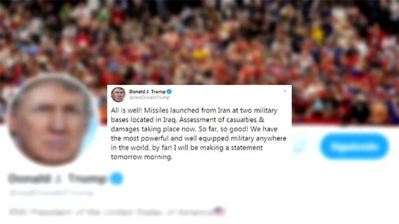 Trump, tras ataque iran&iacute; a bases de EEUU: Hasta aqu&iacute; todo bien