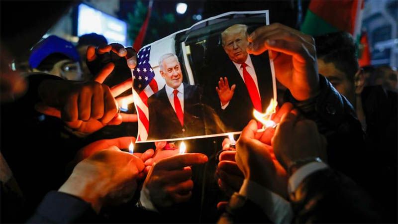 Manifestantes palestinos aseguran que el &ldquo;acuerdo del siglo&rdquo; de Trump no pasar&aacute;