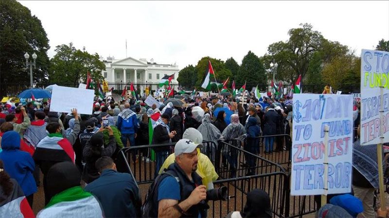 Protestas frente a Casa Blanca contra Biden y su apoyo al r&eacute;gimen israel&iacute;
