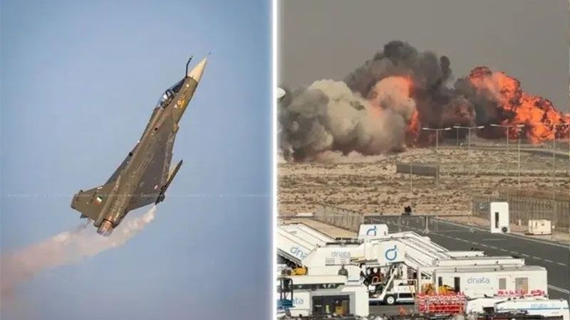 Un avi&oacute;n indio se estrella durante una maniobra en el Sal&oacute;n Aeron&aacute;utico de Dub&aacute;i (video)