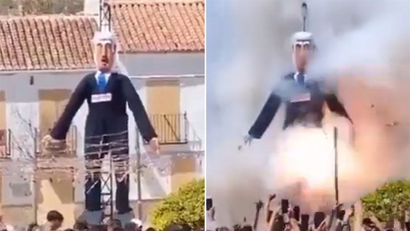 Queman un mu&ntilde;eco gigante de Netanyahu en la fiesta de &ldquo;Quema de Judas&rdquo; de El Burgo (video)