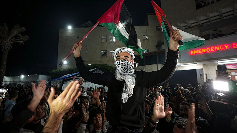 J&uacute;bilo entre los palestinos de la Franja de Gaza tras el alto el fuego